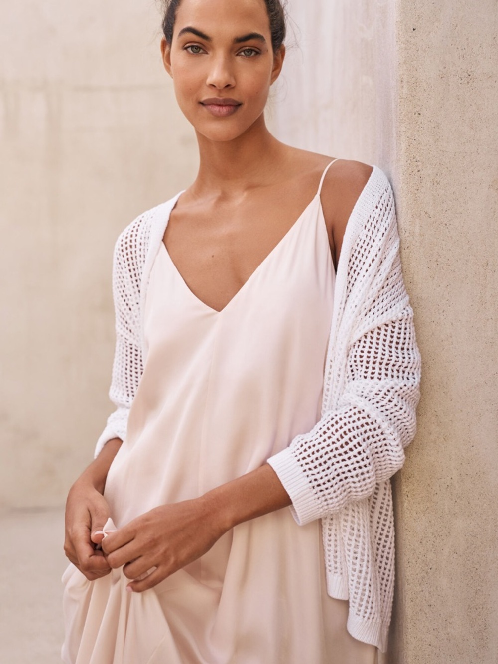 Haven Well Within White Open-Knit Cardigan 100% Cotton Layering Medium